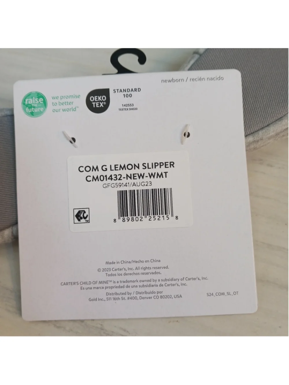 Carter's Child of Mine, New Born Infant Girl Lemon Slippers